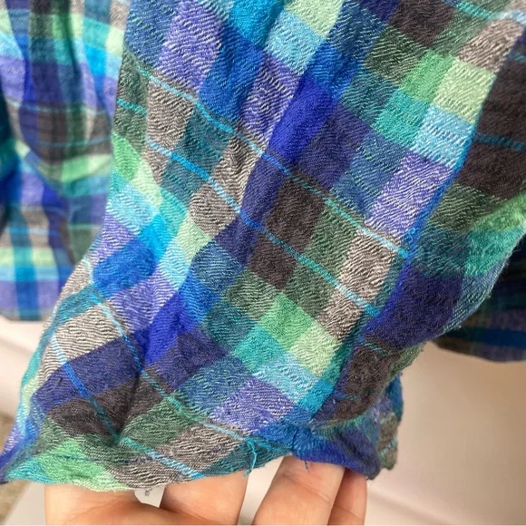 Pilcro | Anthropologie Hadley Relaxed Button Down Shirt Blue Green Size XL - Picture 10 of 13